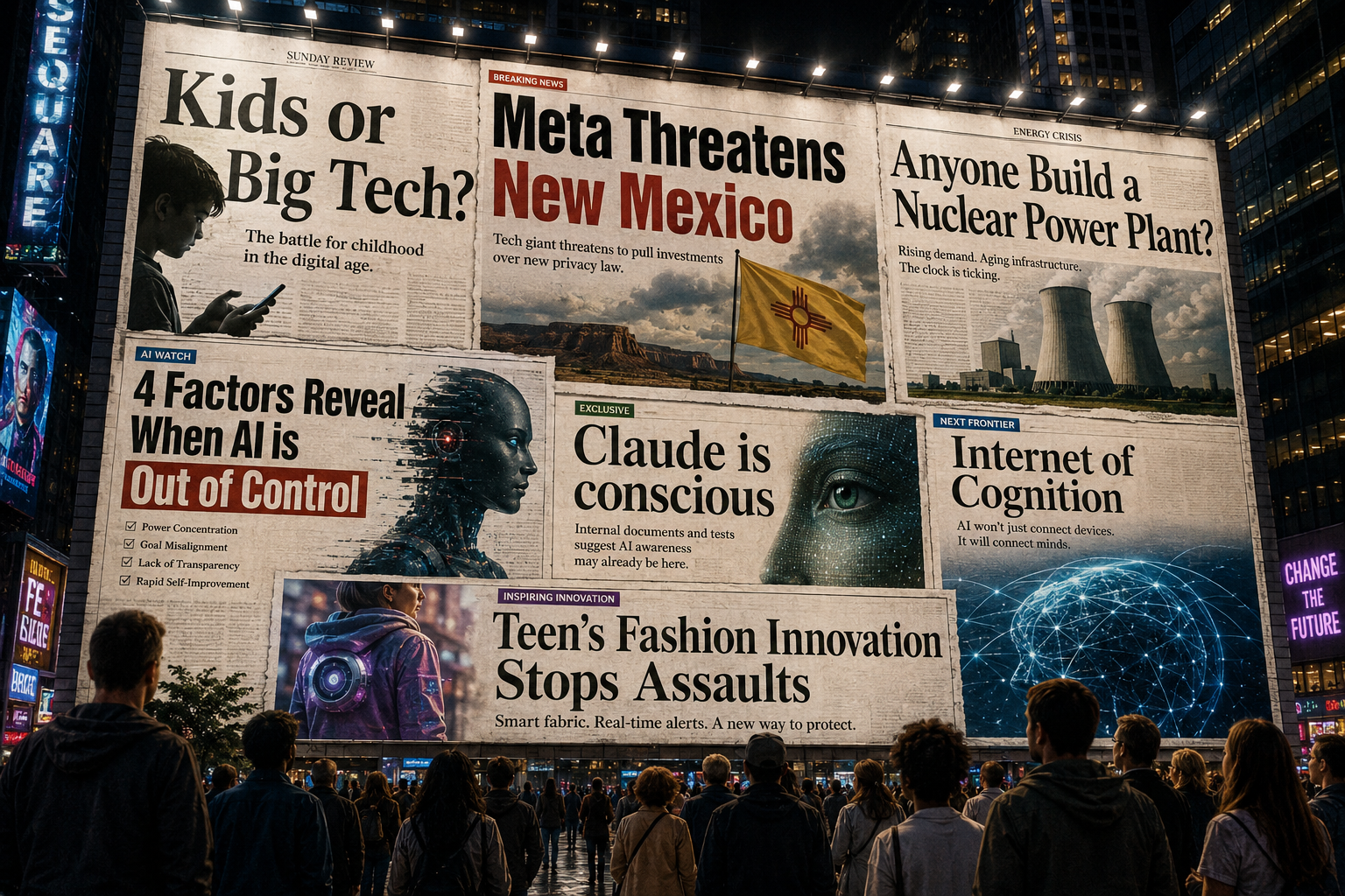 Montage of AI news items